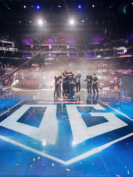 An image of OG on stage at TI9 in 2019.
