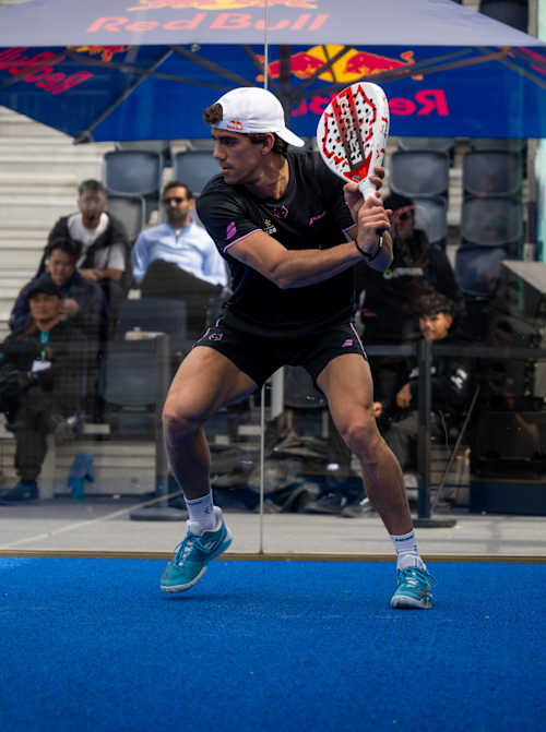 Juan Lebrón competes at the Riyadh Season Premier Padel P1 at Padel Rush Arena in Riyadh, Saudi Arabia on February 12, 2025