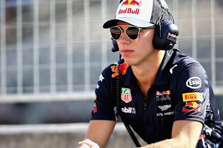 An image of Pierre Gasly looking on from the pit wall during F1 testing at Hungaroring on August 1, 2017.