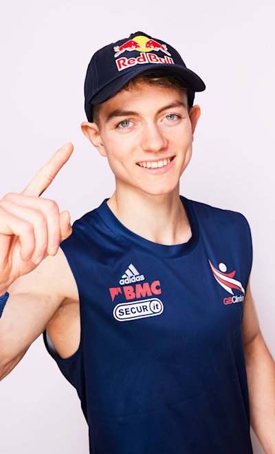 Athlete Toby Roberts poses for a portrait  within a studio environment at Red Bull HQ, London on July 9th 2024 
