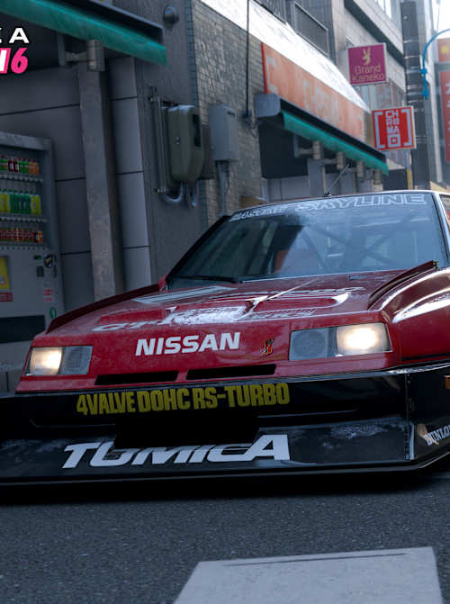 Screenshot from Forza Horizon 6 shows a modified Nissan on a Tokyo street.