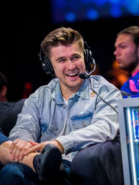 Ludwig laughs while commentating at Red Bull Home Ground in Seattle, Washington on September 29, 2024. 