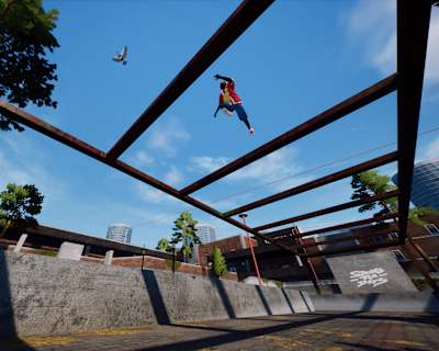 Screenshot aus Rooftops & Alleys: The Parkour Game zeigt einen Freerunner.