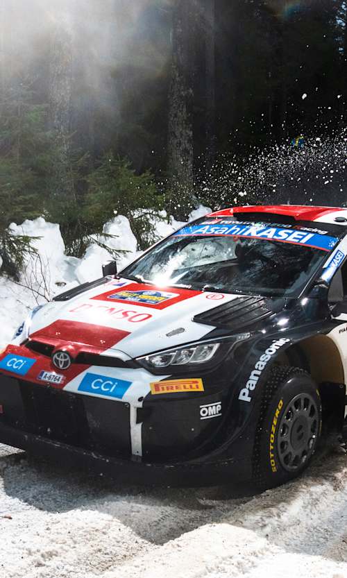 Kalle Rovanperä (FIN) and Jonne Halttunen (FIN) of team TOYOTA GAZOO RACING WRT perform during World Rally Championship Sweden in Umea, Sweden on February 9, 2023