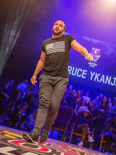 Street dancer Bruce Ykanji performs his judges showcase at the Red Bull BC One Cypher Austria.