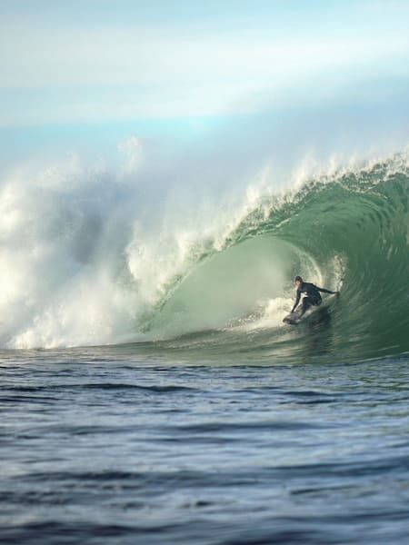 South African big-wave surfer Barry Mottershead finds a big, clean barrel in Ireland.