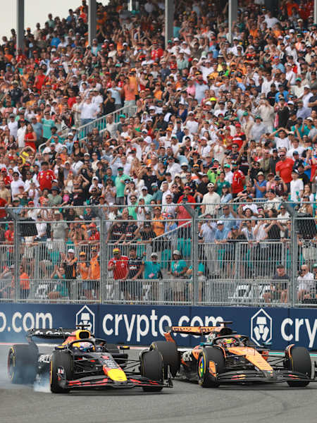 Een zwaar gevecht tussen Verstappen en Piastri in Miami