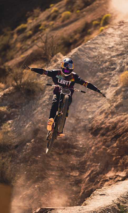 Szymon Godziek rides his bike at Red Bull Rampage in Virgin, Utah, USA on 21 October, 2022. 