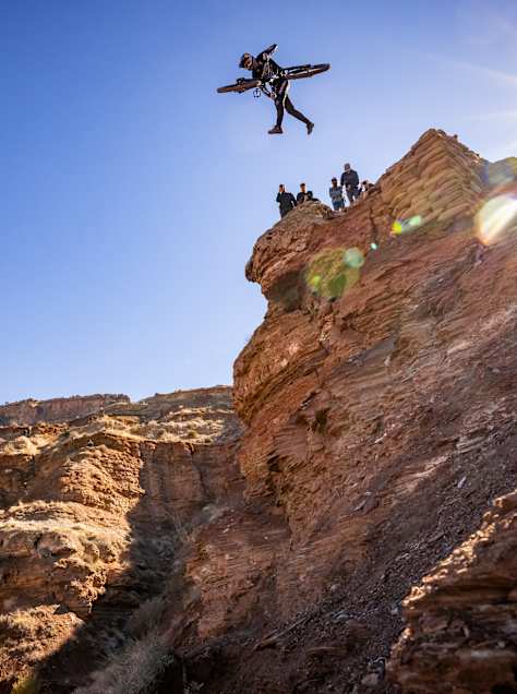 Brandon Semenuk tailwhips at 2021 Red Bull Rampage practice