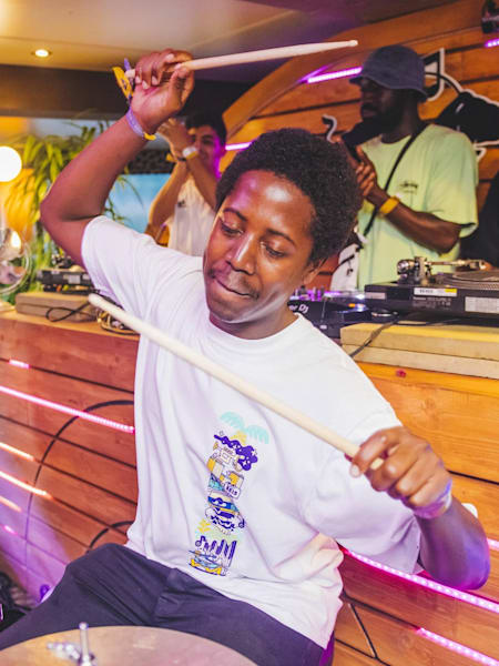 Moses Boyd performing with Kamaal Williams at Red Bull Music Odyssey 