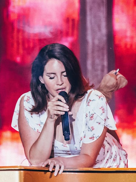 A photo of Lana Del Rey performing at the 2018 Sziget Festival in Budapest, Hungary.