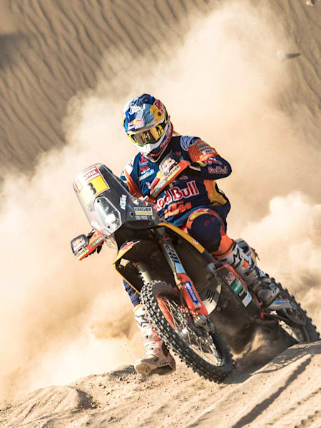 Toby Price (AUS) of Red Bull KTM Factory Team races during stage 07 of Rally Dakar 2019 from San Juan de Marcona to San Juan de Marcona, Peru on January 14, 2019.