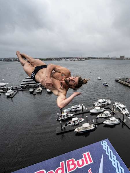 David Colturi at the Red Bull Cliff Diving World Series in Boston at the Institute of Contemporary Art.