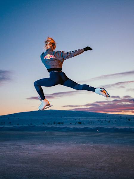 Emmi Peltonen figure skating in Nuorgam, Finland on February 19, 2020.