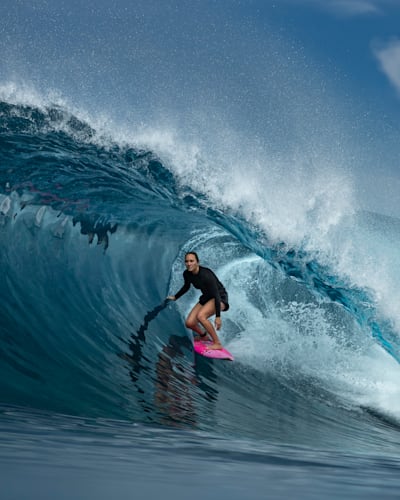 Carissa Moore surfs in Tahiti on March 5, 2019