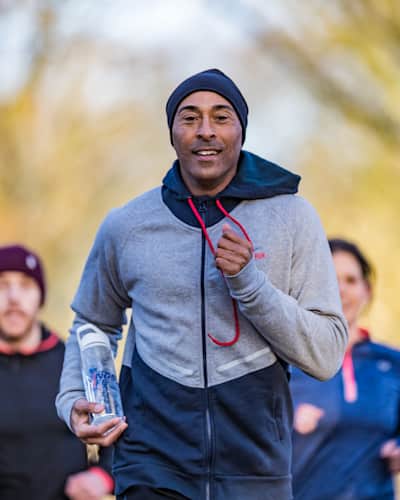 The record-setting Olympic hurdler and running buddies train in February 2020