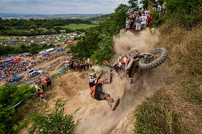 Competitor performs during the fourth day of FIM Hard Enduro World Championship 2023 Stop 3 - Red Bull Romaniacs in Sibiu, Romania on July 29, 2023.