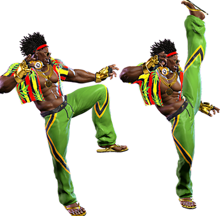 Dee Jay from Street Fighter 6 with a high kick.