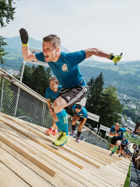 Participants perform during the Red Bull 400 in Bischofshofen, Austria on August 24, 2019.
