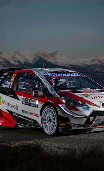 Sebastien Ogier (FRA) and Julien Ingrassia (FRA) of team Toyota Gazoo Racing WRT are seen racing on day 1 during the World Rally Championship Monte-Carlo in Gap, France on January 22, 2020