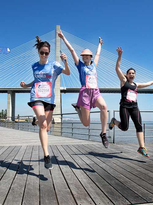 Participants perform during the sixth edition of the Wings for Life World Run - App Run in Lisbon, Portugal on May 5, 2019.