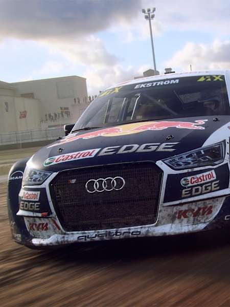 Screenshot of a Red Bull vehicle in Dirt Rally 2.0, by Codemasters.