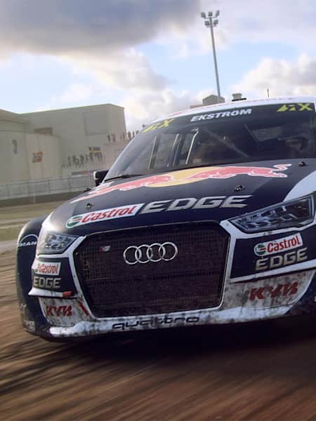 Screenshot of a Red Bull vehicle in Dirt Rally 2.0, by Codemasters.