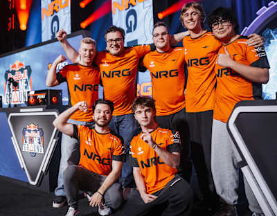 NRG celebrate at the Upper and Lower Finals Day of the Red Bull Home Ground World Final in New York City, NY on November 15, 2025.   