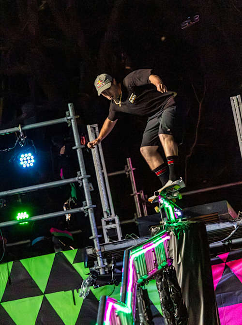 Jamie Foy rides the Kasso rail in Tokyo, Japan, in March 2025.
