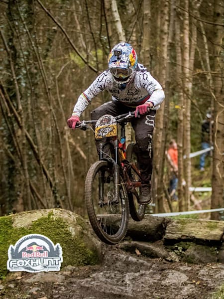 UCI Downhill World Champion Loïc Bruni competing in the Red Bull Foxhunt in Rostrevor, Northern Ireland on October 8, 2017.