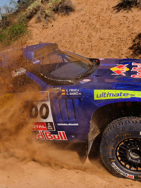 Carlos Sainz and Lucas Cruz in action during the 12th stage of Dakar Rally 2011 between San Juan and Cordoba, Argentina on January 14, 2011.