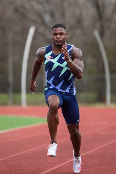 Elijah Hall runs at Fort Bend Christian Academy track in Houston, Texas 