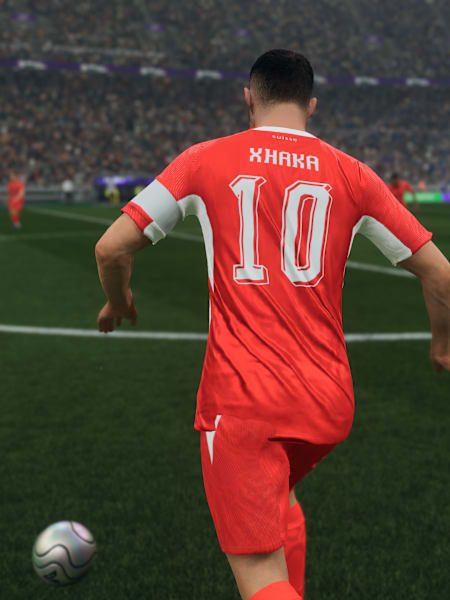 Granit Xhaka führt den Ball in EA FC 26.