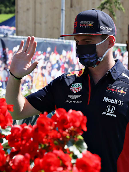 Max Verstappen greets fans at the Red Bull Ring in Spielberg, Austria.