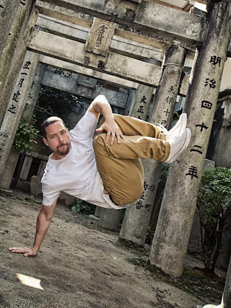 Breakdancer B-boy Poe One performs in Fukuoka, Japan in 2013.