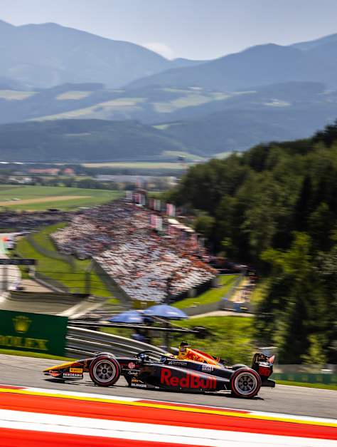 Isack Hadjar racing Formula 2 at the Red Bull Ring 2024