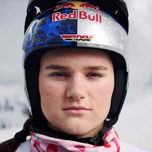 Emma Aicher poses for a portrait in Saalbach, Austria on March 19, 2024.