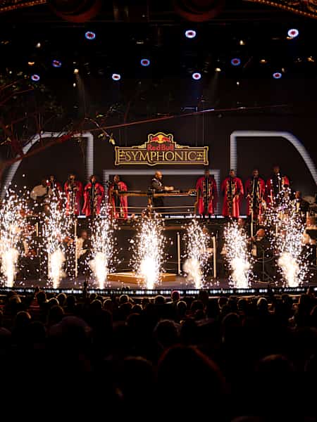 Kabza De Small performs with Ofentse Pitse and the Symphonic Orchestra at the 2024 Red Bull Symphonic in Johannesburg, creating a mesmerising fusion of genres