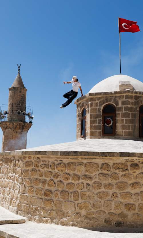Hazal Nehir of Turkey performs during the Roof Rush in Mardin, Turkey on May 10, 2025.