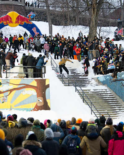 Benny Milam snowboards at Red Bull Heavy Metal in Duluth, Minnesota, USA on 16 January, 2022.