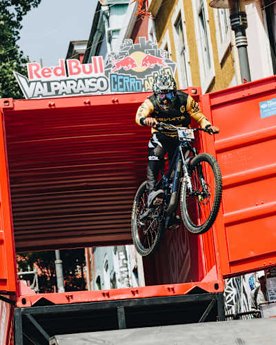A race participant performs during Red Bull Valparaíso Cerro Abajo, Valparaiso, Chile on February 12, 2023