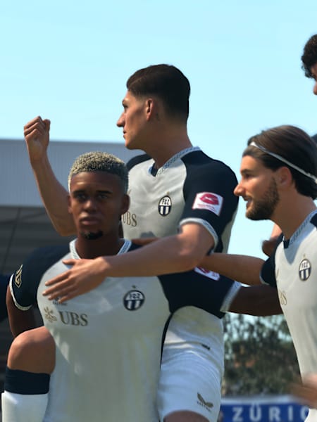 Spieler des FC Zürich bejubeln ein Tor in FC 26.