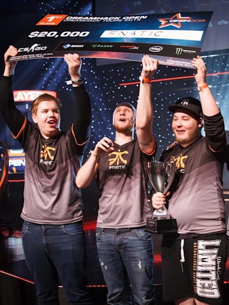Les joueurs CS : GO de l'équipe Fnatic à la DreamHack Open Tours 2015.