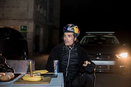 Patrick Seabase at the end of his tour through Switzerland at the Oberaarsee.