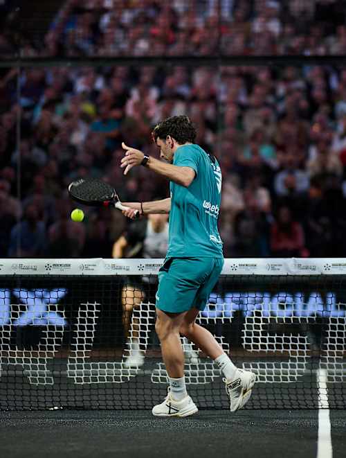 Franco Stupaczuk during the quarter finals of the Brussels Premier Padel P2 in Belgium on April 24, 2026