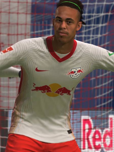 Yussuf Poulsen von RB Leipzig jubelt in FIFA 21
