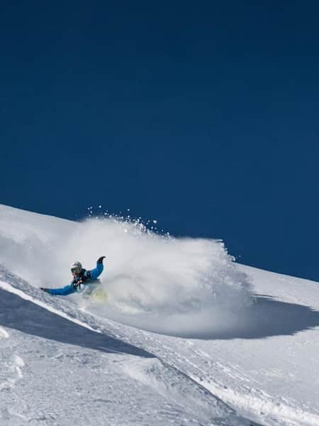 Snowboarder in Action in Chamonix.