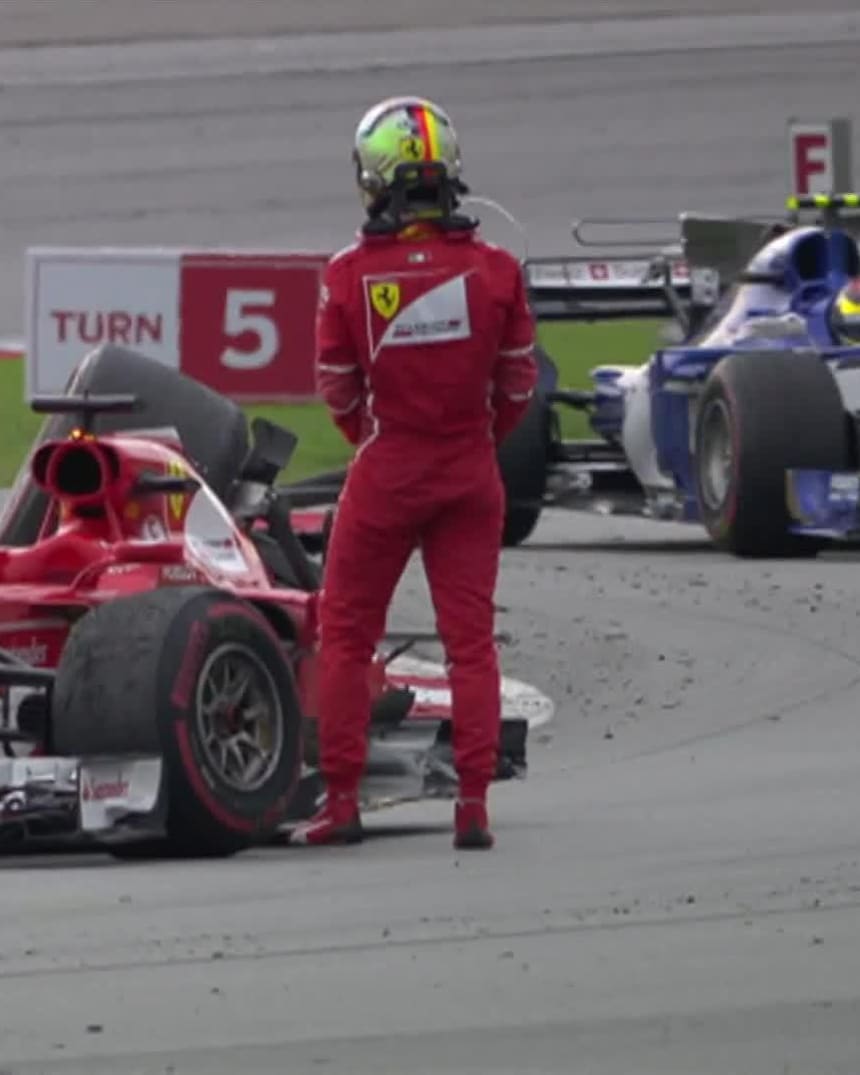 Lance Stroll Sebastian Vettel Crash At Malaysian Gp