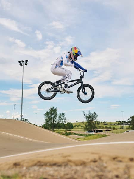 Saya Sakakibara performs at Macarthur BMX Track in Camden, Australia on November 8, 2023.