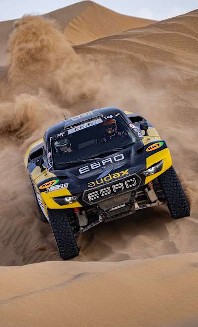 Laia Sanz performs at the Power Stage of the Rallye du Maroc, stop 5 of the World Rally-Raid Championship, in Fez, Morocco, on October 17, 2025.